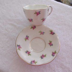 Taylor Kent bone china teacup saucer pink roses